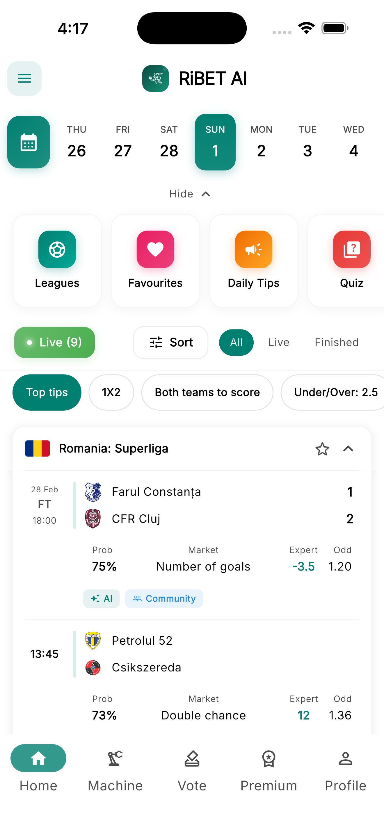 RiBET AI App Screenshot